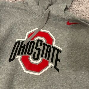 Nike Gray Ohio State Hoodie with Red Swoosh